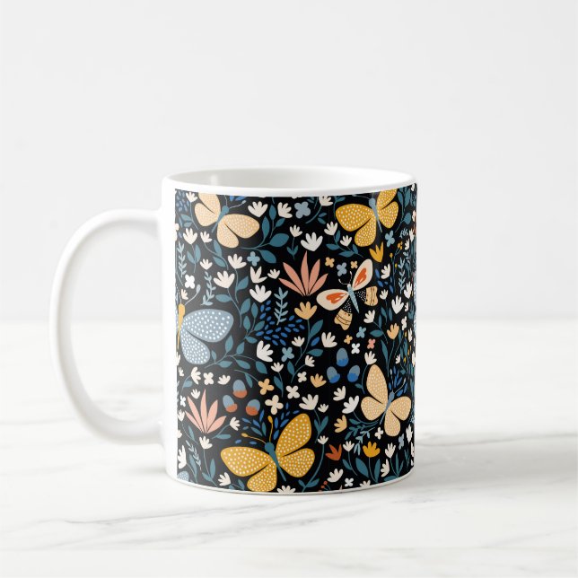Nahtlose Muster mit Schmetterlingen, Hand dr Kaffeetasse (Links)