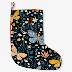 Nahtlose Muster mit Schmetterlingen, Hand dr Kleiner Weihnachtsstrumpf
