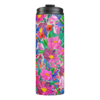 Nahtlose Muster mit schönen Blume. Watercolo Thermosbecher