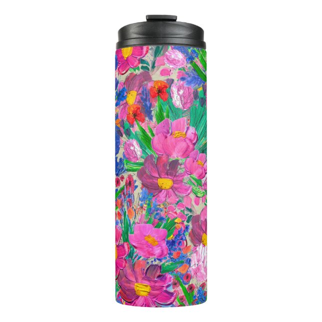 Nahtlose Muster mit schönen Blume. Watercolo Thermosbecher (Vorderseite)