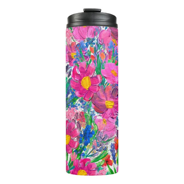 Nahtlose Muster mit schönen Blume. Watercolo Thermosbecher (Vorderseite)