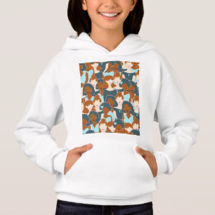Nahtlose Muster mit schwarzen Mädchen und weißen M Hoodie