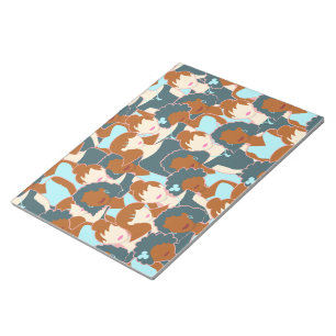 Nahtlose Muster mit schwarzen Mädchen und weißen M Notizblock