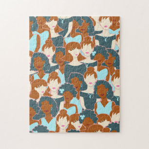 Nahtlose Muster mit schwarzen Mädchen und weißen M Puzzle