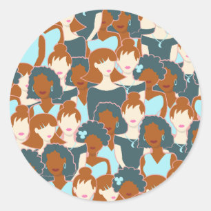 Nahtlose Muster mit schwarzen Mädchen und weißen M Runder Aufkleber