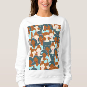 Nahtlose Muster mit schwarzen Mädchen und weißen M Sweatshirt