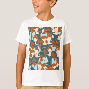 Nahtlose Muster mit schwarzen Mädchen und weißen M T-Shirt