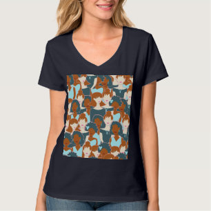 Nahtlose Muster mit schwarzen Mädchen und weißen M T-Shirt