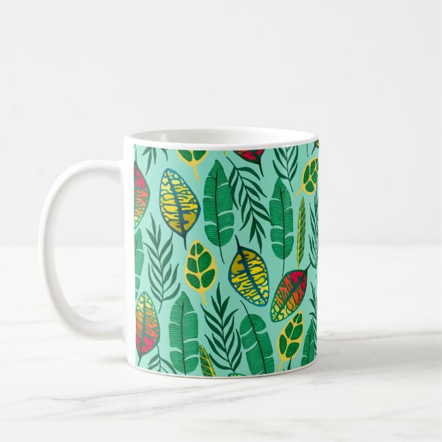 Nahtlose Muster mit tropischen Blätter. Gouache Ar Kaffeetasse (Links)