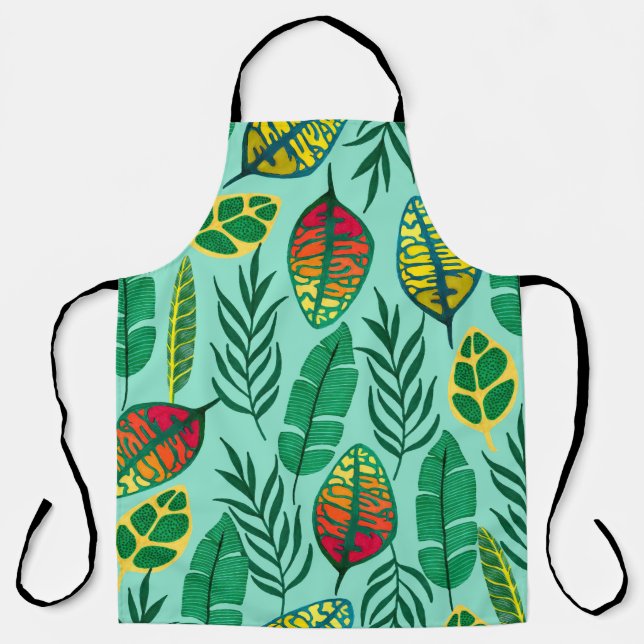 Nahtlose Muster mit tropischen Blätter. Gouache Ar Schürze (Vorderseite)