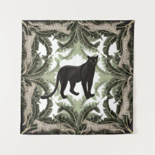 Nahtlose Muster mit tropischen Blätter und Tieren Wandteppich