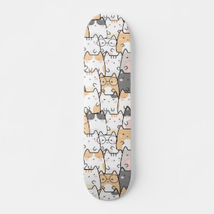Nahtlose Muster Niedlich Kawaii Katzen Skateboard