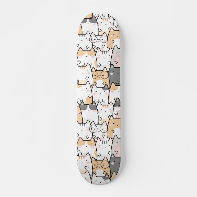 Nahtlose Muster Niedlich Kawaii Katzen Skateboard (Vorne)