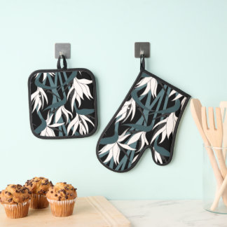 Nahtlose Muster-Pflanze Strelitzia G630 Ofenhandschuh & Topflappen-Set