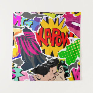 Nahtlose Muster Pop Art Comic Stil. Collage of Wandteppich