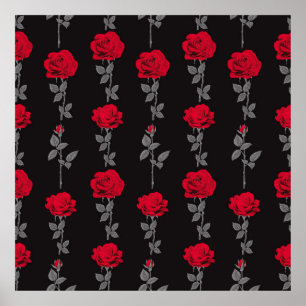 Nahtlose Muster rote Rose Blume Vintag abstrakt Poster