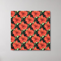 Nahtlose Muster Tropisch rote Blume grüne Blätter