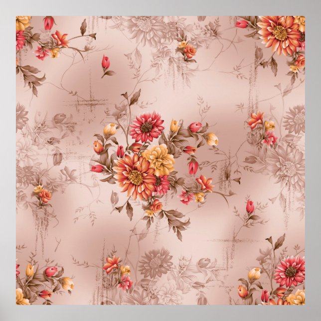 nahtlose Muster und Blume mit Hintergrundkunst,fla Poster (Vorne)