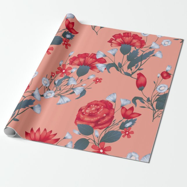 Nahtlose Muster Vintage Blumenmuster mit Rose. Geschenkpapier (Ungerollt)
