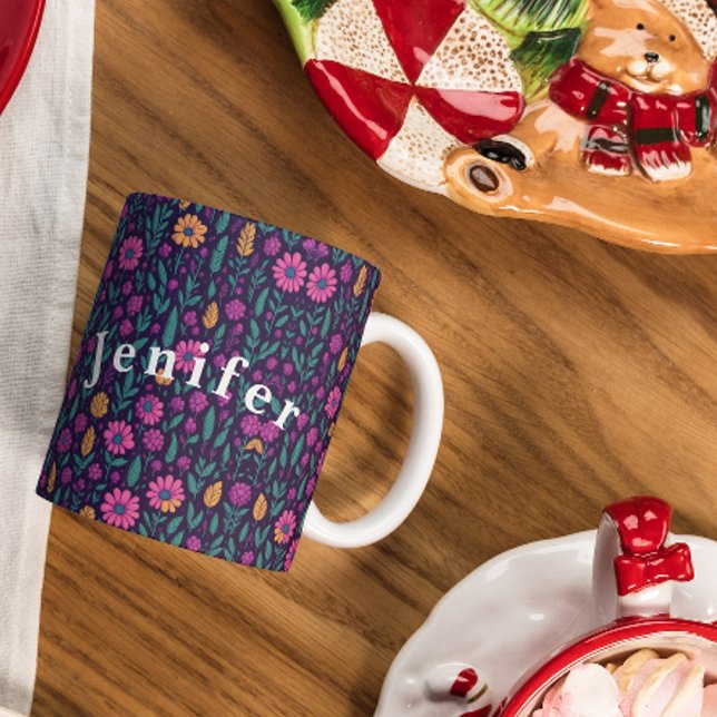 Nahtlose Muster von Blume und Bäumen Kaffee-Tasse Tasse (Von Creator hochgeladen)