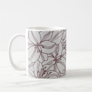 Nahtlose Muster von Lilien Blume Vintag. Hand d Kaffeetasse