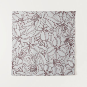 Nahtlose Muster von Lilien Blume Vintag. Hand d Wandteppich