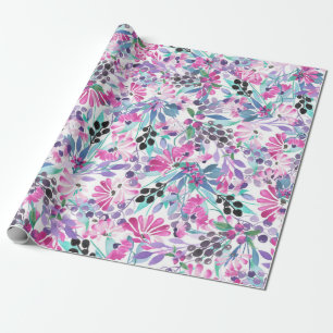 Nahtlose Muster von violetten Blumen und Beeren,bl Geschenkpapier