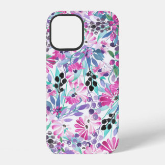Nahtlose Muster von violetten Blumen und Beeren,bl iPhone 12 Hülle