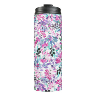 Nahtlose Muster von violetten Blumen und Beeren,bl Thermosbecher