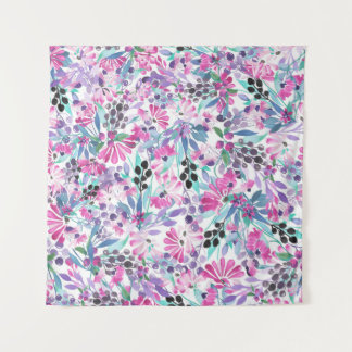 Nahtlose Muster von violetten Blumen und Beeren,bl Wandteppich