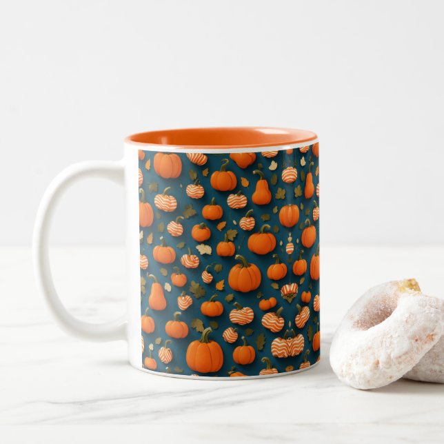 Nahtlose Muster Zweifarbige Tasse (Mit Donut)