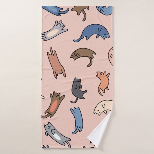Nahtlose Musterdoodle-Katzen, Abbildung Badehandtuch (Badehandtuch)