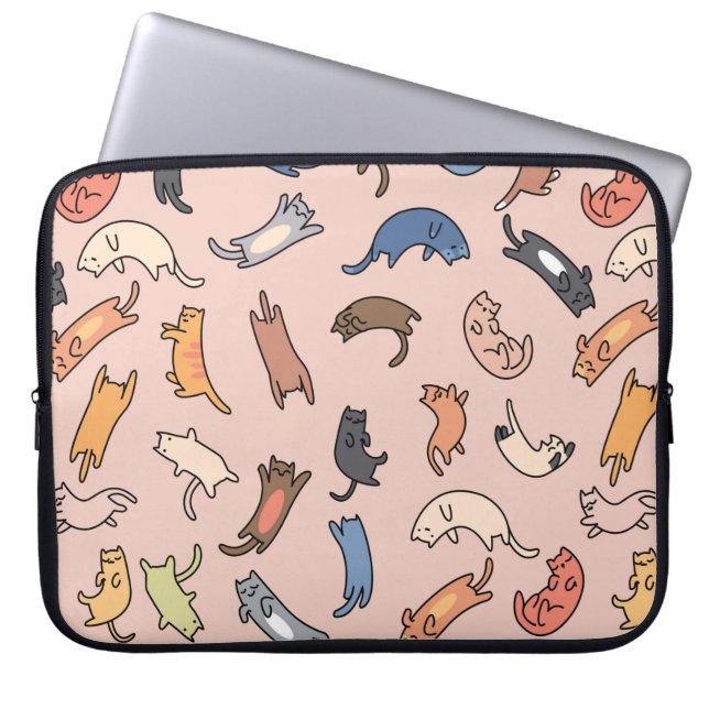 Nahtlose Musterdoodle-Katzen, Abbildung Laptopschutzhülle (Vorderseite)
