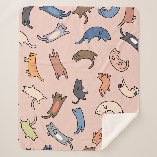 Nahtlose Musterdoodle-Katzen, Abbildung Sherpadecke (Vorderseite)