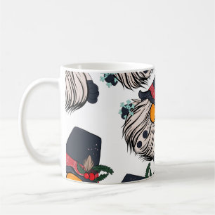 Nahtlose Musterillustration eines Gnoms mit einem  Kaffeetasse