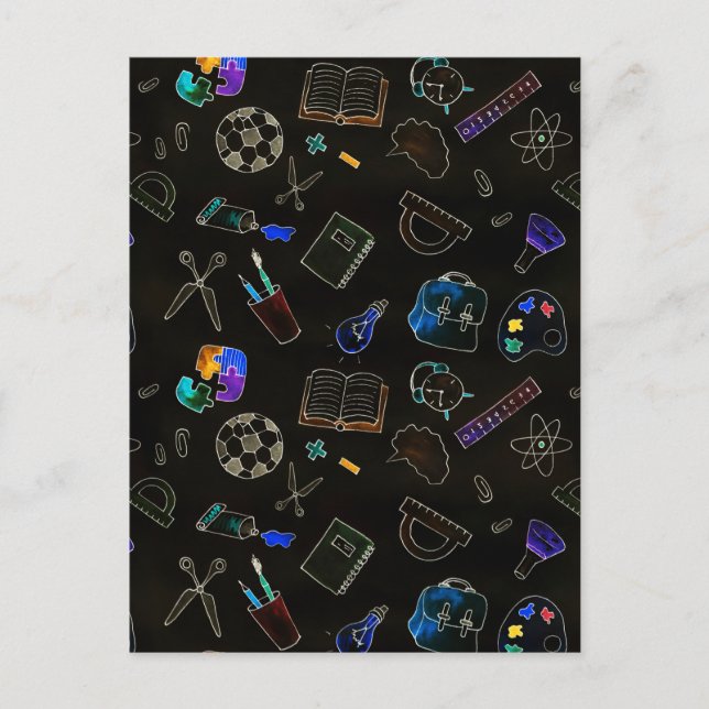 Nahtlose Musterzulage für Schulen Feiertagspostkarte (Vorderseite)