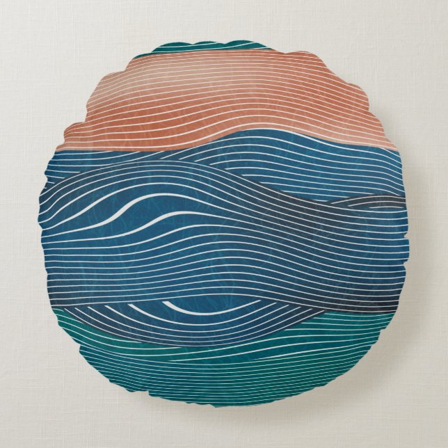 Nahtlose natürliche Landschaft Hügelmuster. Horizo Rundes Kissen (Vorderseite)