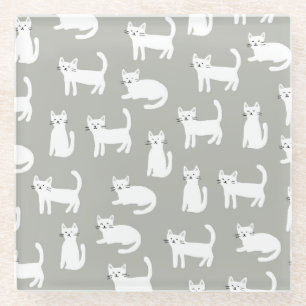Nahtlose niedliche Katzen Muster, spielerisches De Glasuntersetzer