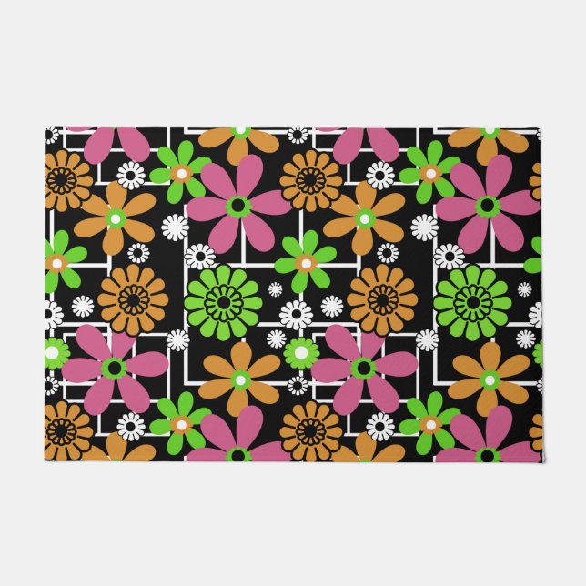 Nahtlose niedliche Kinder Blumendesign Spaß Cartoo Fußmatte (Vorderseite)