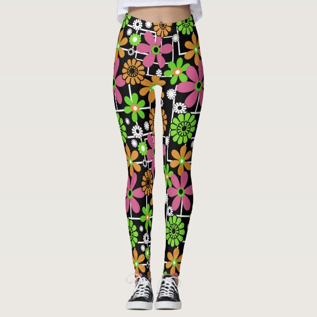 Nahtlose niedliche Kinder Blumendesign Spaß Cartoo Leggings (Vorderseite)