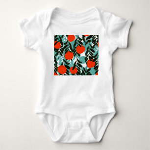 Nahtlose Orange Fruchtgarten Print Baby Strampler