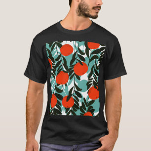 Nahtlose Orange Fruchtgarten Print T-Shirt