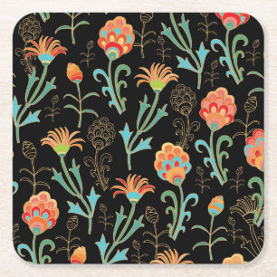 Nahtlose orientalische Flora Elegante Rechteckiger Pappuntersetzer