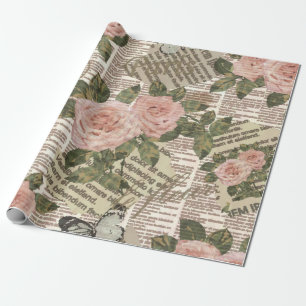 Nahtlose Pariser Tapete. Vintage Zeitung Geschenkpapier