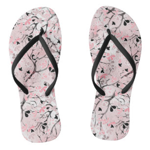 Nahtlose pastellfarbene Blume Rosa blütenrote Blät Flip Flops
