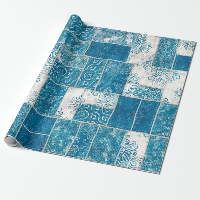 Nahtlose Patchwork-Collage-Mix-Quiltmuster-Druck Geschenkpapier (Ungerollt)