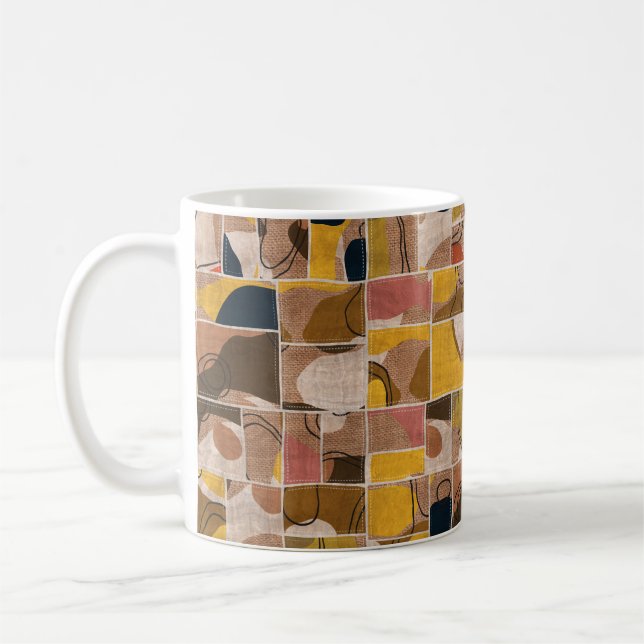 Nahtlose Patchwork-Collage-Mix-Quiltmuster-Druck Kaffeetasse (Links)
