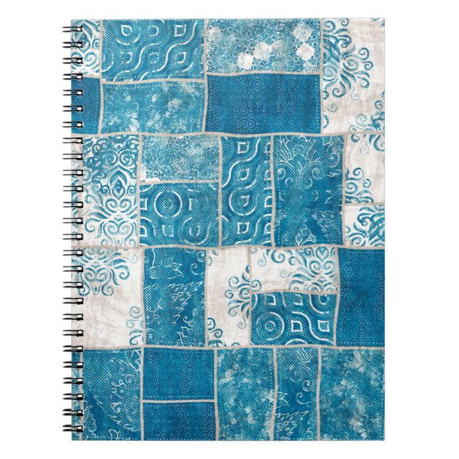 Nahtlose Patchwork-Collage-Mix-Quiltmuster-Druck Notizblock (Vorderseite)