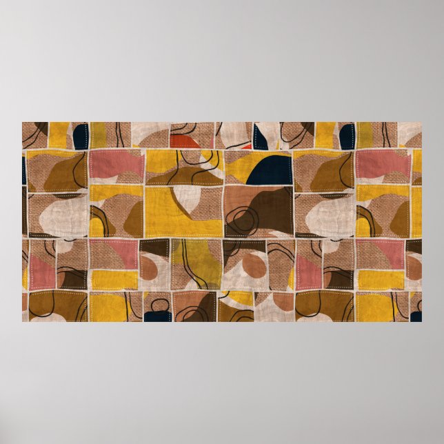 Nahtlose Patchwork-Collage-Mix-Quiltmuster-Druck Poster (Vorne)