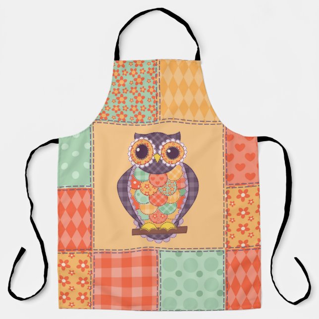 Nahtlose Patchwork-Eule-Muster. Vintager Hintergru Schürze (Vorderseite)